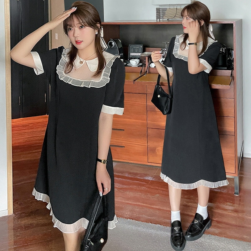 おすすめランキングL～6L1色ブラック 膝下丈 ロング丈 大きいサイズ ワンピース お嬢様 ワンピ クラシカル 学生 ロリータ ゴスロリ レトロ コスプレ 制服 イベント アイドル 衣装ぽっち