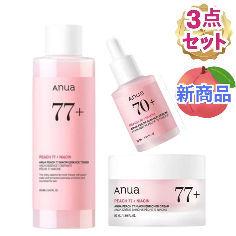 [3点セットリニューアル]桃77％ナイアシンエッセンストナー, 250mlセラム 30ml+クリーム 50ml