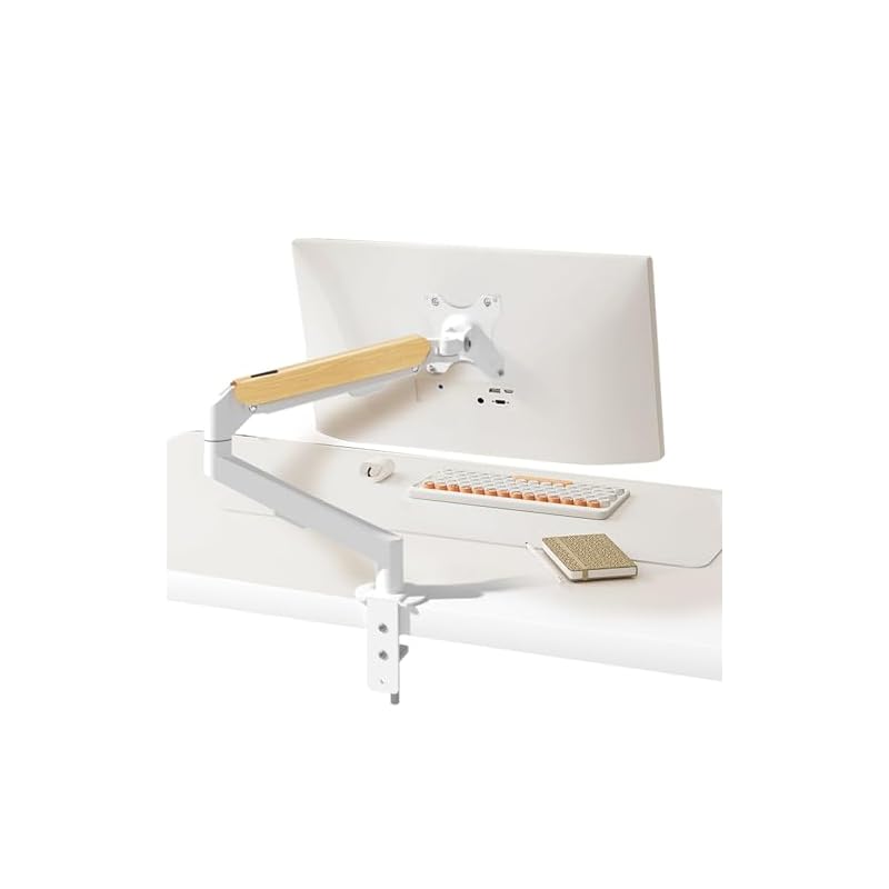 HILLPORT モニターアーム ホワイトPC ディスプレイアーム ガススプリング式 1734インチ 白 ガス圧式 液晶ディスプレイスタンド クランプ式 耐荷重29kg M5W-M