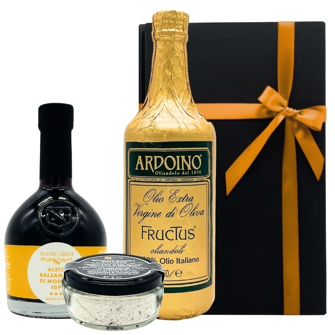 [ギフト] イタリアの恵み 高級調味料セット アルドイーノ EVオリーブオイル＆マニカルディ モデナ産 バルサミコ酢＆ゲランド塩 サマートリュフ入りのセット