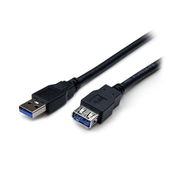 （まとめ） StarTech.com USB3.0延長ケーブル 2m Type A-Type A オス／メス ブラック USB3SEXT2MBK1本 (×3セット)