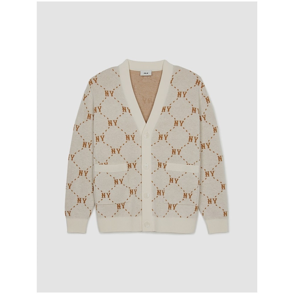 MLB ダイヤモンドモノグラムフロントカーディガン NY (クリーム) QHHC3AKCM0144-50CRS