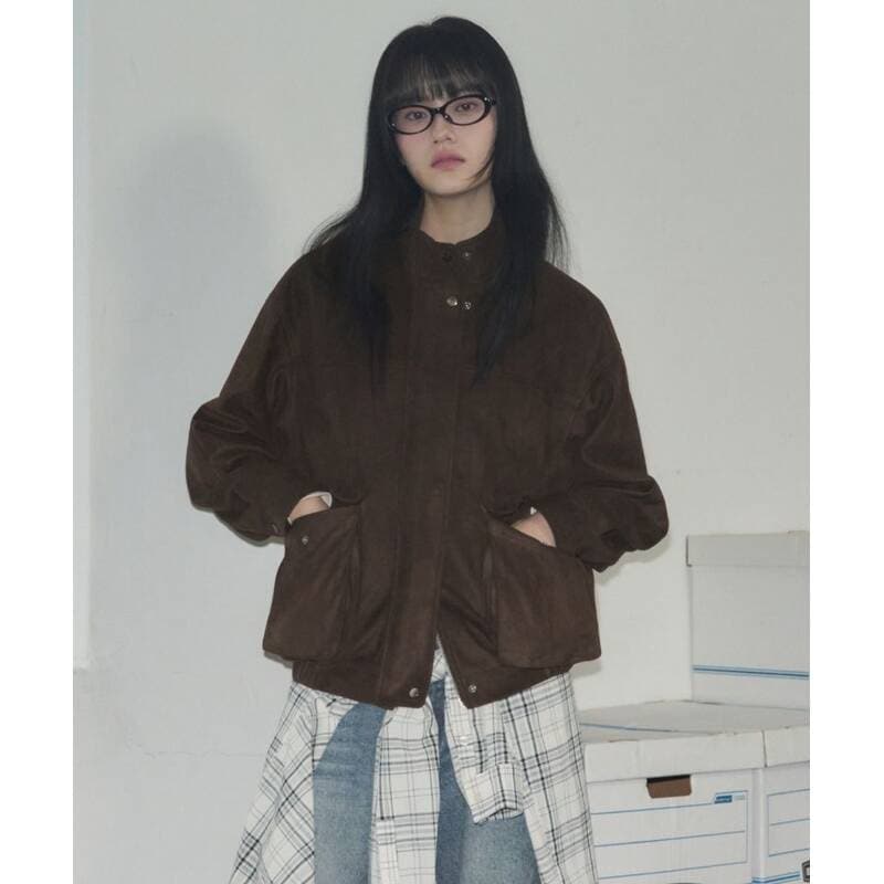 レザリー LEATHERY ダブルポケット スエード ブルゾンジャケット [D.BROWN] LRJK6102DBR 398739