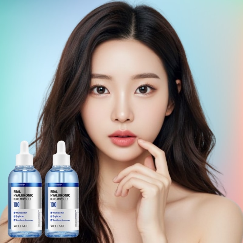 【ファヘ1位】リアルヒアルロニックブルーアンプル 100ml×2本 高保湿美容液 大容量タイプ 高保湿 肌のキメ集中ケア 乾燥肌対策 セラムセット