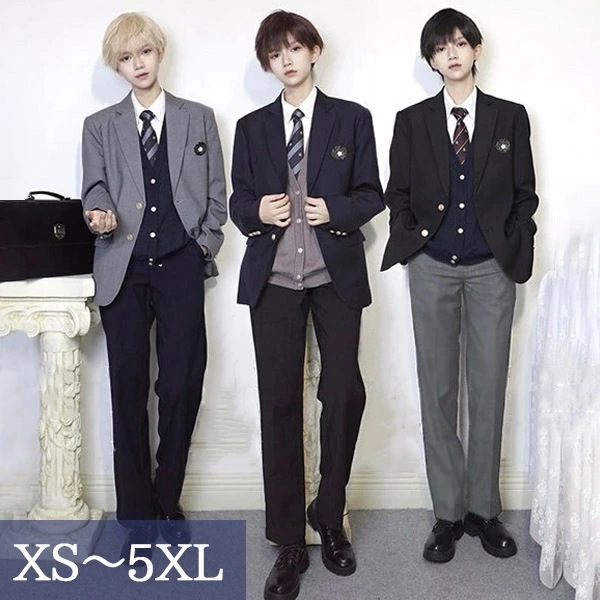男の子 入学式 卒業式 jk 学生服 無地 コート 上下セット男子高生制服 ジャケット 発表会 制服 長袖 コスプレ衣装 ブレザー 試験 グレー ブラック ネイビー 黒 大きいサイズあり dg03