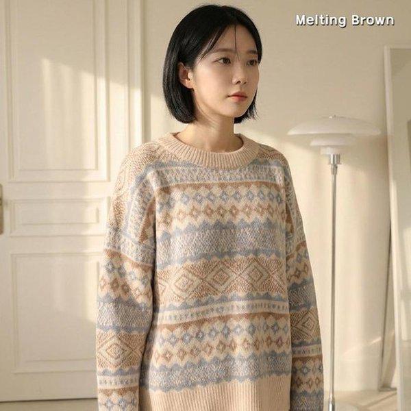 女性ニットノルディック長袖セーターMJ26