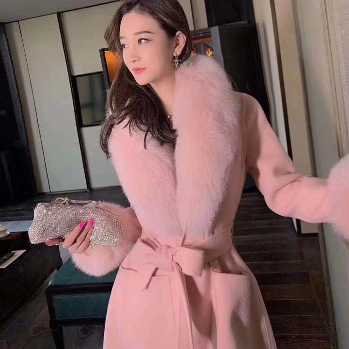 ファーカラー付きファーコート ウールコート ミドル丈 ファーコート イミテーションフォックス. コート ジャケット アウター 冬