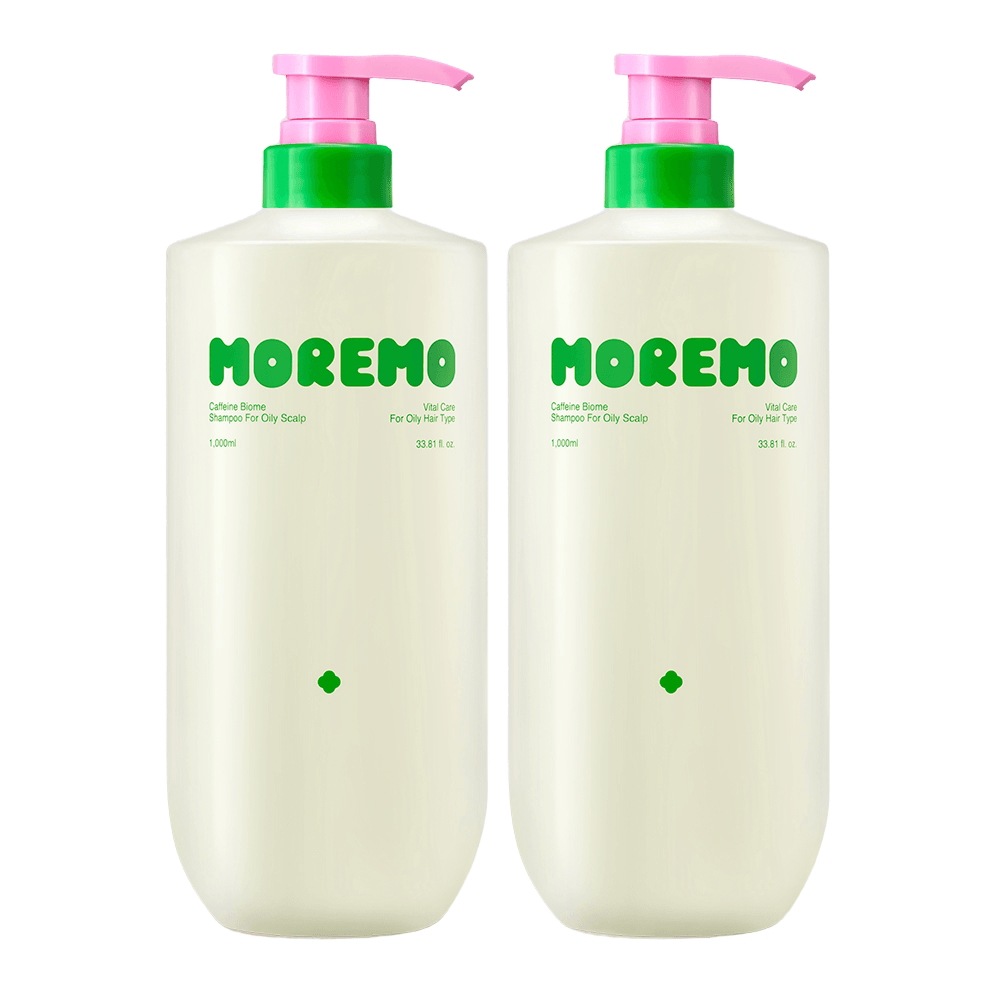 モレモ カフェインバイオーム 弱酸性脱毛症緩和シャンプー 脂性用ダブルセット 1000ml 2本 (+ヘアエッセンス10mlをプレゼント)