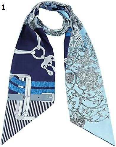 【20%OFFクーポン～】27.5インチ マルベリー風 ヘッドスカーフ レディース ファッション スクエアネック サテン スカーフ バッグ ヘアスカーフ ギフト K05-ブルー 150*15cm 6,709円