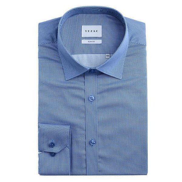 YJESUA012_ストレッチスモールプリント スリムフィット長袖