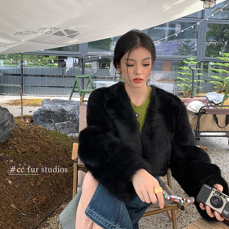 フォックスファー小型ショートルース環境に優しい毛皮ファッショナブルなヨーロッパとアメリカンスタイルの女性用ファージャケット