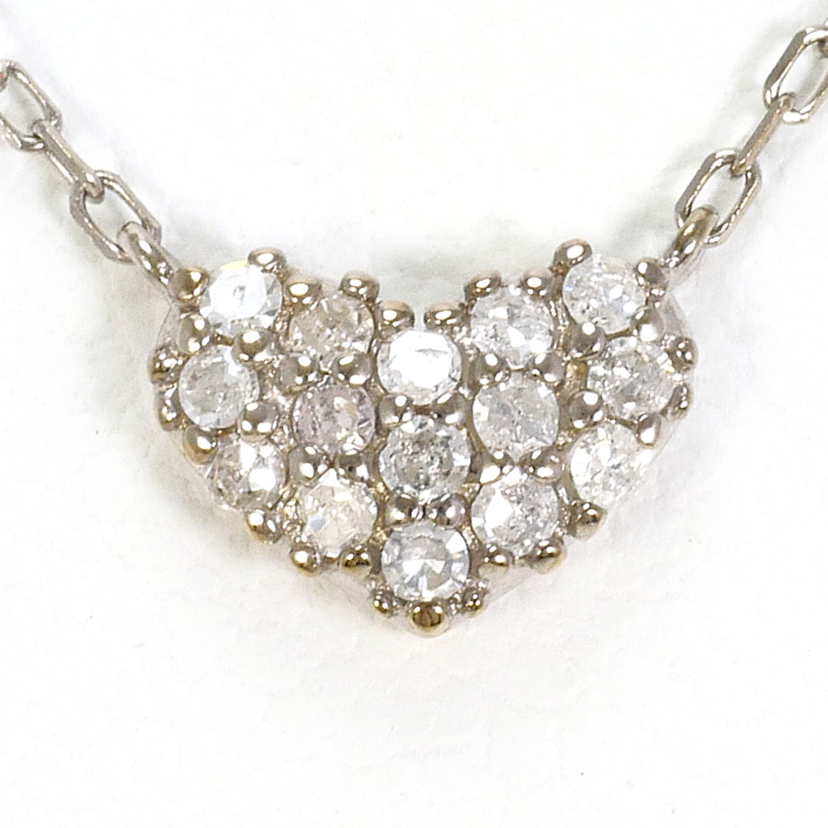 K10 10金 WG ホワイトゴールド ネックレス ダイヤモンド 0.10ct 総重量約0.8g 約41cm 中古