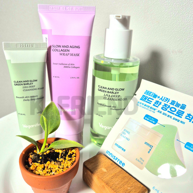 [企画4種セット]LHA毛穴ディープクレンジングオイル205ml+エイジング低分子コラーゲン水光ラップマスク80ml1+deepクレンジングフォーム30ml+イニスフリーレチノールシカトレイルパッド