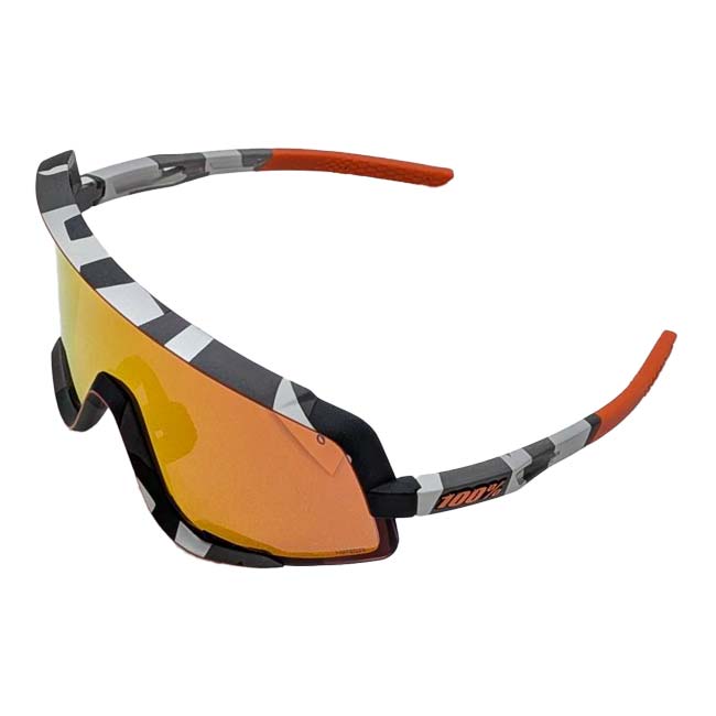 100%(ワンハンドレッド) スポーツサングラス GLENDALE グレンデール HiPER レッド MLミラーレンズ クリアレンズ付 60011-00008STグレーカモ