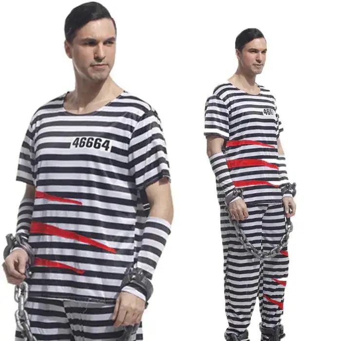 ハロウィン 衣装 大人用 コスム コスプレ衣装　 ハロウィン 衣装 大人 男性用 犯人装　囚人服　仮装 コスム コスプレハロウィンハロウィ