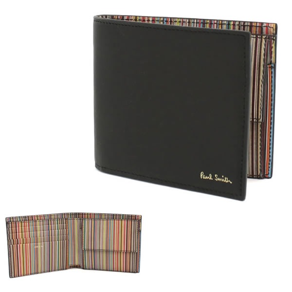 二つ折り財布 折り畳み M1A4833 二折財布小銭入付き ブラック レザー メンズ