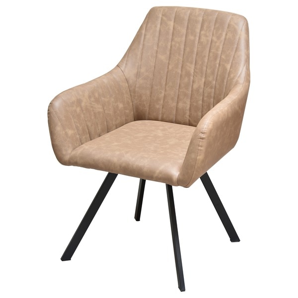 パーソナルチェア 約幅585mm カフェオレ PUレザー スチールパイプ チェアー 組立品 リビング ダイニング インテリア家具