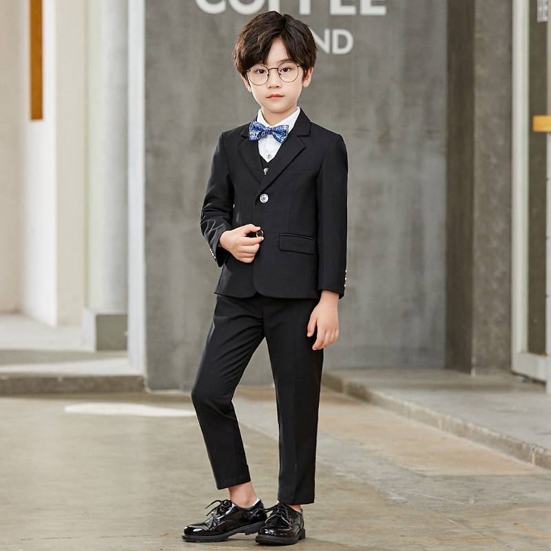 子供スーツ 風 男の子 無地 小さいスーツ ハンサム 子供用 ステージ ホスト ドレス 3点セット