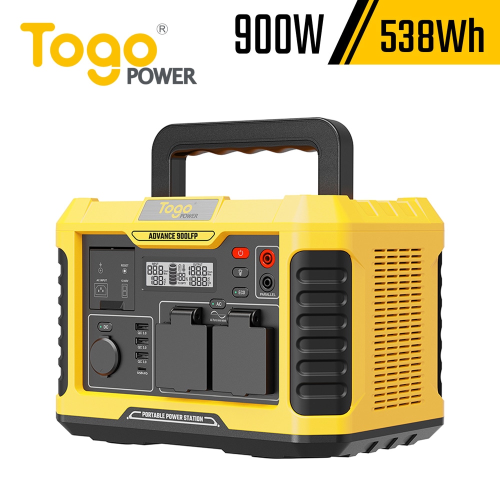 【正規代理店】TogoPower ADVANCE900LFP ポータブル電源 リン酸鉄ポータブル電源 900W 538Wh PSE認証済 ワイヤレス充電 LEDライト 長寿命 車中泊 イベント 防災