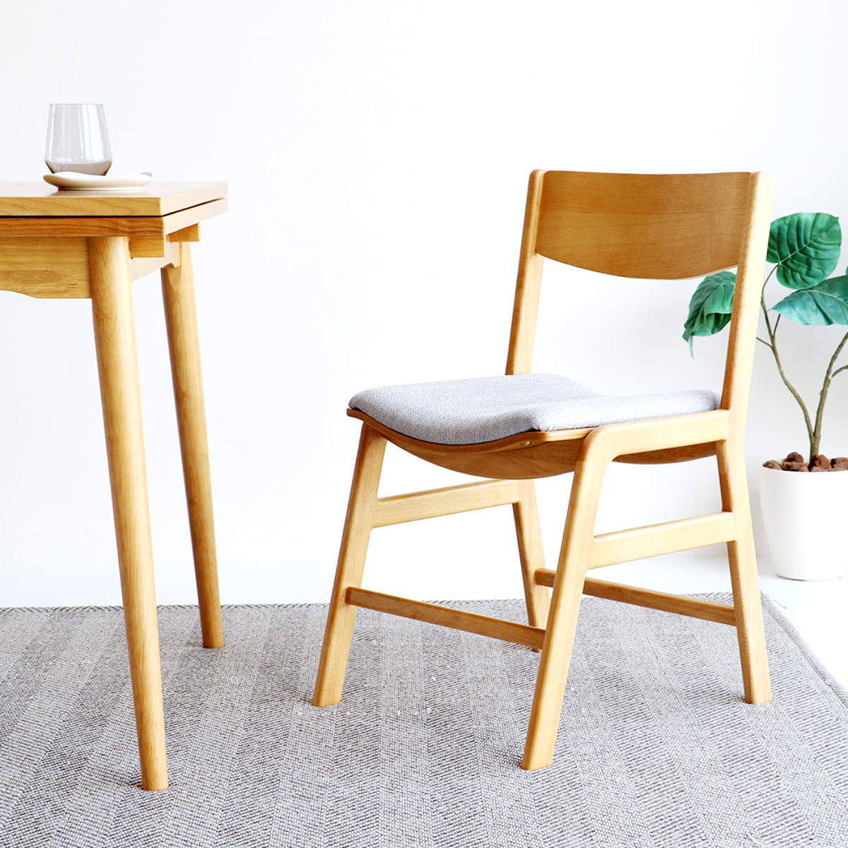 ダイニングチェア 座面高42cm E-Toko 食卓椅子 チェア ダイニング イス 椅子 木製 天然木 アームレス デスクチェア ファブリック 食卓 リビング 木製椅子 おしゃれ