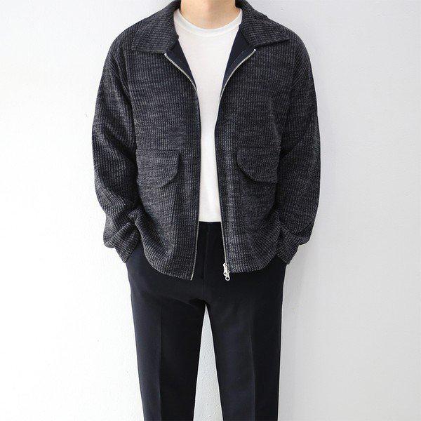 メンズ オーバーフィット 春秋 男性 ツーウェイカラー 接着ジップアップジャケット オーバーフィットカーディガン_P374832294