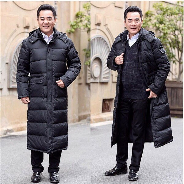ダウンコート メンズ ベンチコート ロング丈コート 超長丈！ 冬 S～3XL ロングダウンコート 通勤 膝下 お父さん ダウン 大きいサイズ 暖かい フード 黒 eg178c0c0n1