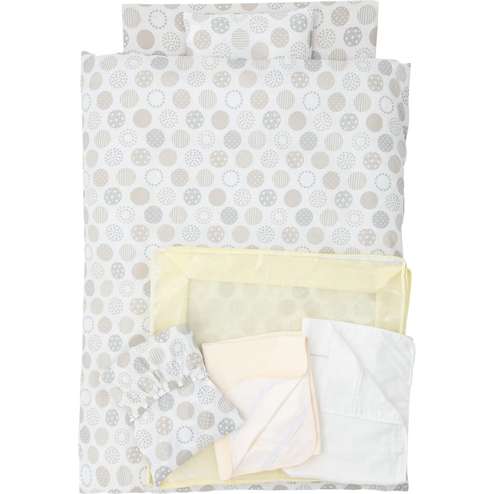 アイリスプラザ ベビー布団 10点セット 赤ちゃん 布団 吸水性 防水シーツ付き 【ドット柄 グレージュ】 70×120 綿100% 洗える お手入れ簡単 しわになりにくい 洗い替えカバー ガーゼケッ 7,949円