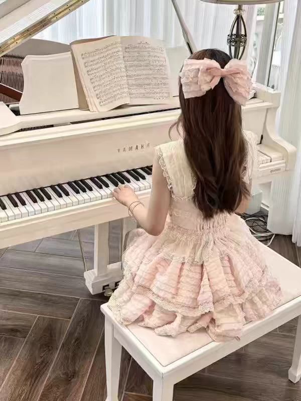 小さな空飛ぶ袖フローラルスウィートサマーニュードレスふわふわケーキプリンセス