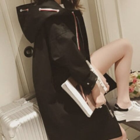 アウター ジャケット レディース 秋冬 かわいい 暖かい ロングコート チェスターコート トレンチコート ロング 長袖 フード BIGシルエット フード付き ファスナー ポケット 前開き 黒 ブラック