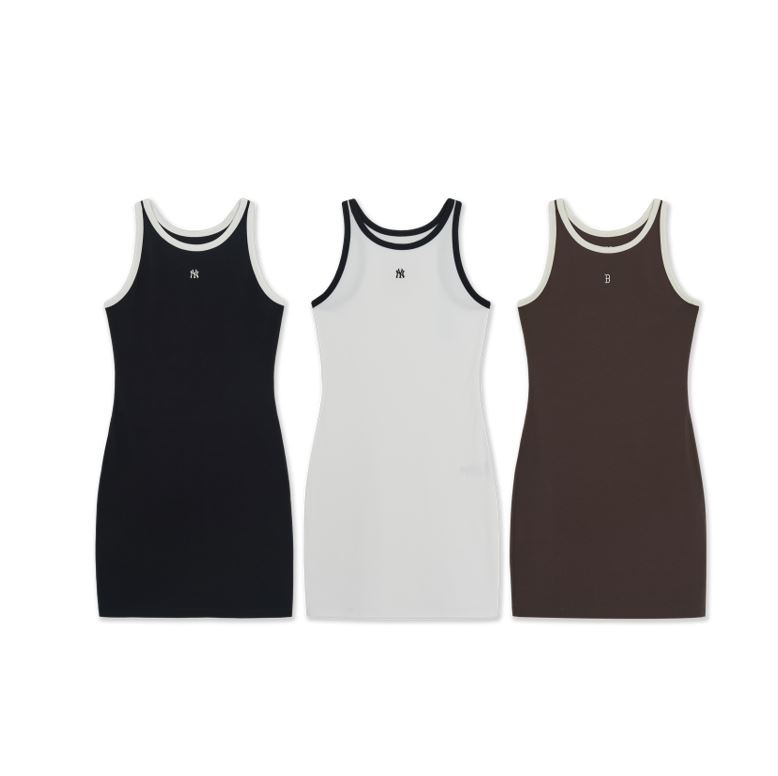 Basic Ringer Sleeveless Dress 3FOPB0463-50BKS,3FOPB0463-50WHS,3FOPB0463-43BRD
