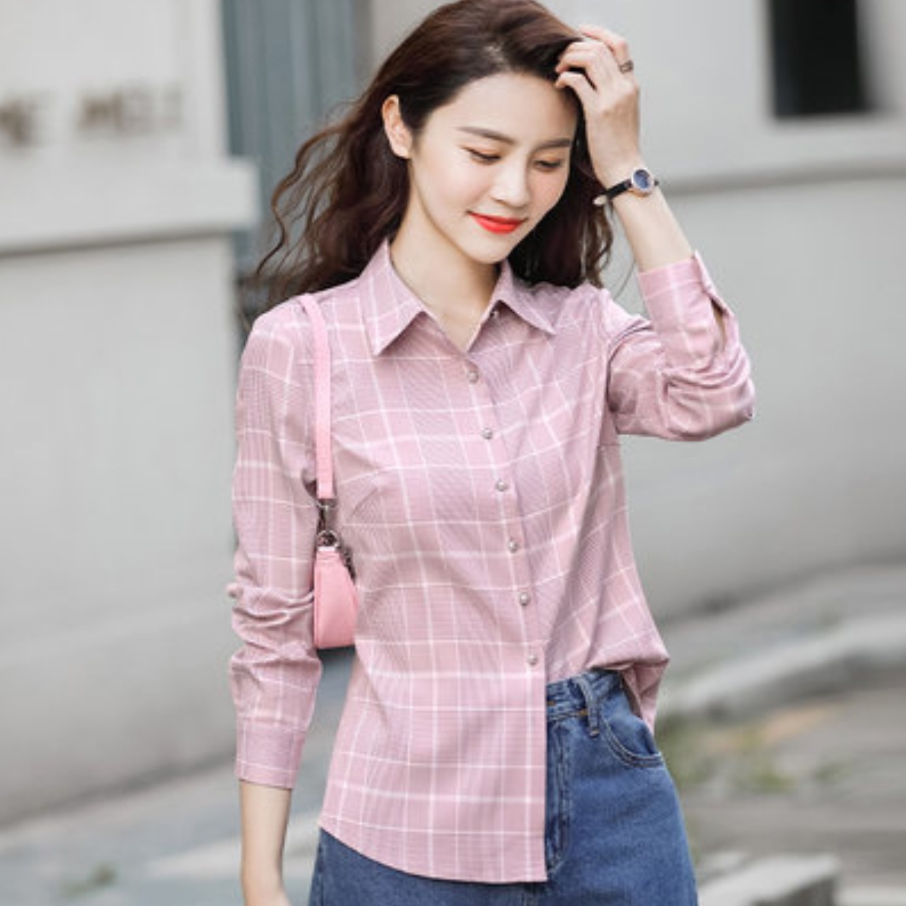 トップス シャツ レディース スリムフィット 香港風 単列マルチボタン 長袖 袖あり 襟あり セクシー かわいい 大人可愛い きれいめ 大人 おしゃれ お洒落 大人女子 こなれ感 上品 エレガント