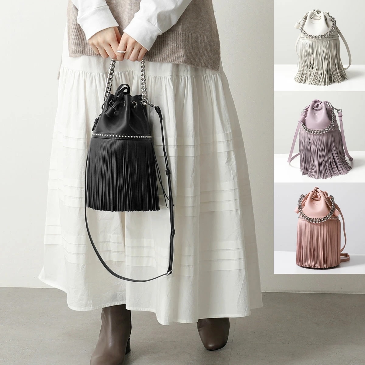 J&M DAVIDSON フリンジ カーニバル ミニ MINI FRINGE CARNIVAL WITH STUDS LMNC-1XX-SCNP 1856N 7502 レディース レザー 巾着 鞄