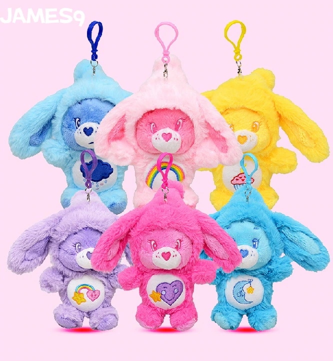【20点セット】【翌日出荷】carebears ぬいぐるみ うさぎ耳フード キーホルダー ラビット かわいい バッグチャーム レインボー グッズ プレゼント アクセサリー