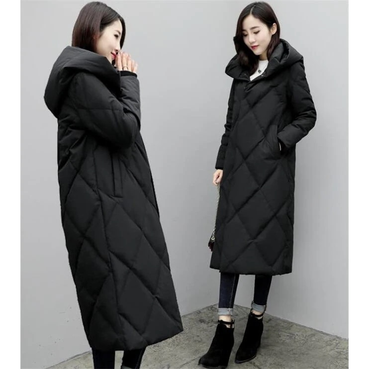 ダウンコート レディース ロングダウンコート ブラック ダウンジャケット ロング フード 着痩せ ア