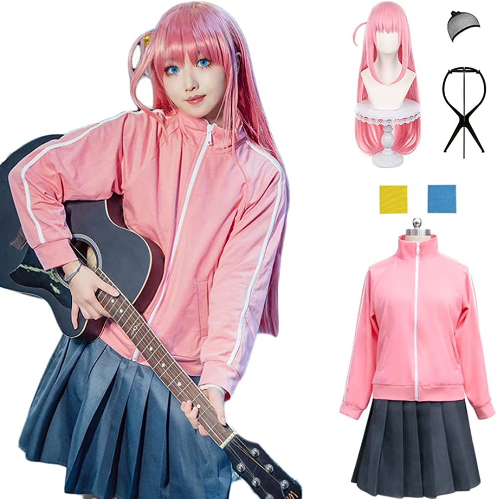 大人気後藤 ひとり コスプレ ぼっちざろっく コスプレ衣装 風 仮装 変装 ウィッグ付き　【AG-TOP】コスチューム 制服 ハロウィン プレゼント 祭り 夏祭り 誕生日 忘年会 イベント パーティー