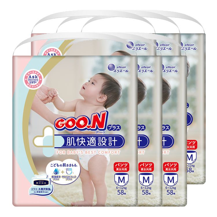 [6個セット] グーン プラス 肌快適設計 パンツ Mサイズ(612kg) 348枚（58枚6） 送 メガ割