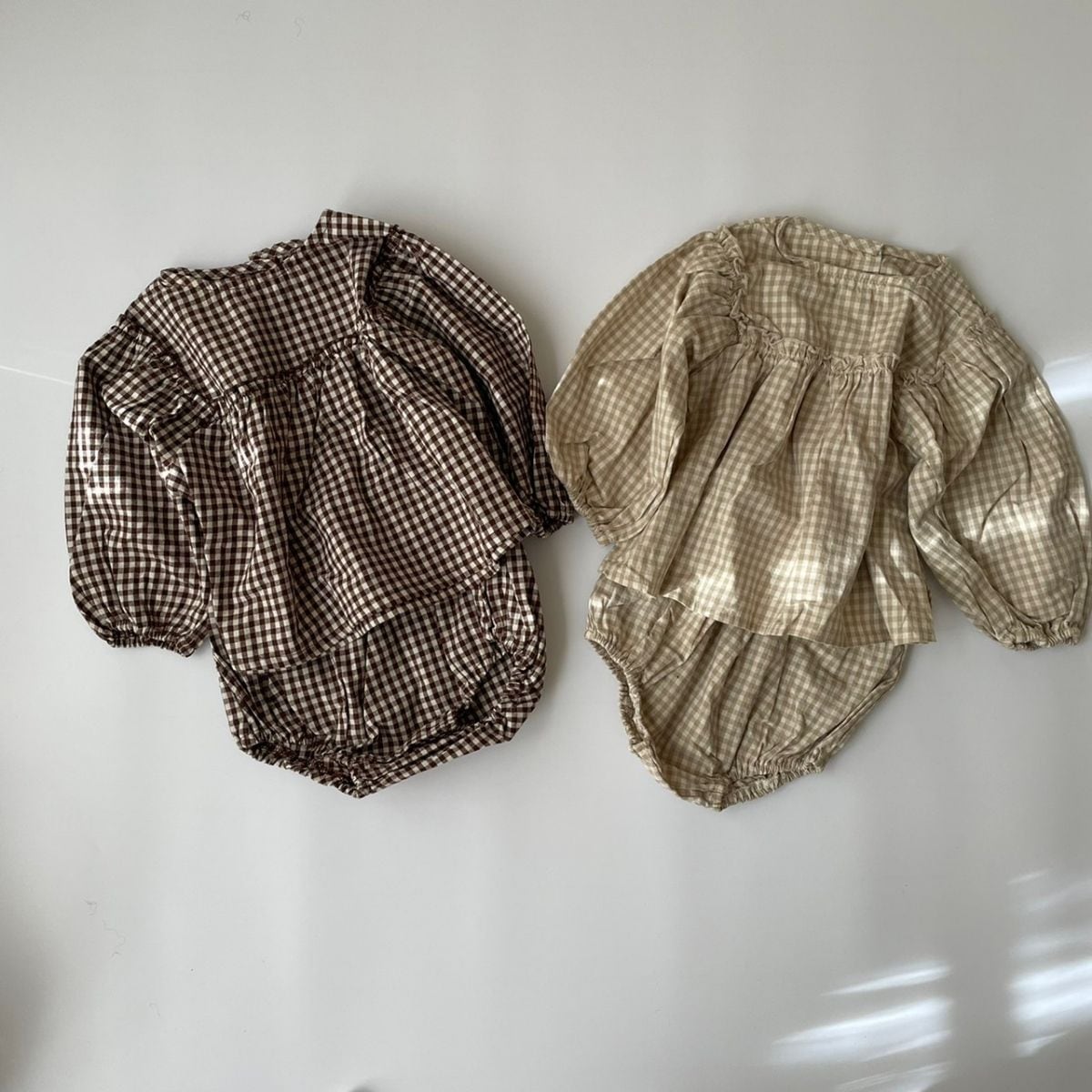 【在庫一掃セ一ル】【即日発送】ベビー キッズ 女子 男子 セットアップ gingham check set up ギンガムチェック かぼちゃパンツ ブルマ コットン 可愛い JP 風 60cm 70c