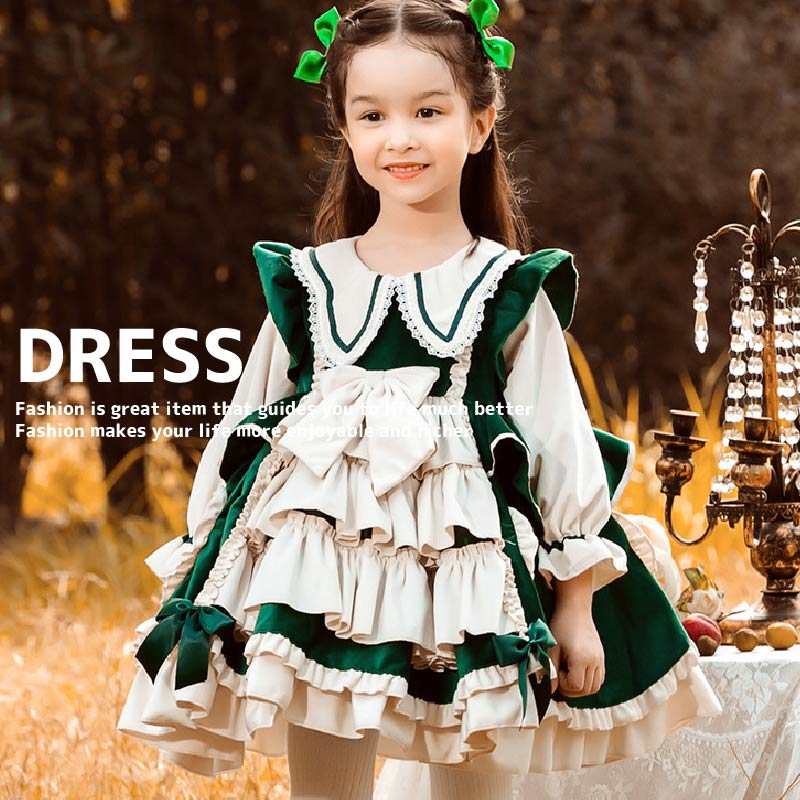 ゴスロリ コスプレ プリンセスドレス ロリータ ワンピース コスチューム ゴシックドレス 仮装 文化祭 学園祭 演劇 舞台 ステージ パーティー イベント 姫様 衣装 スペイン風 長袖 子供服 女の子