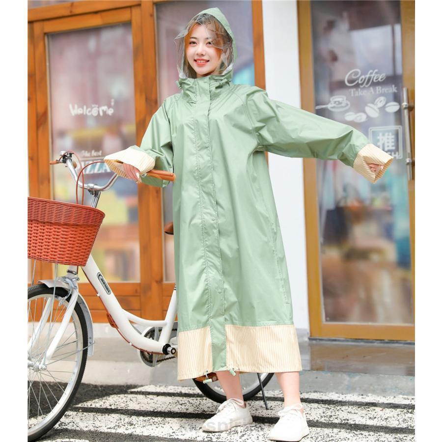 レインコート レディース 自転車 ロング丈 レインポンチョ 雨具 雨合羽 リュック対応 収納カバー付き 通学 通勤 防塵防雪 防防水 速乾