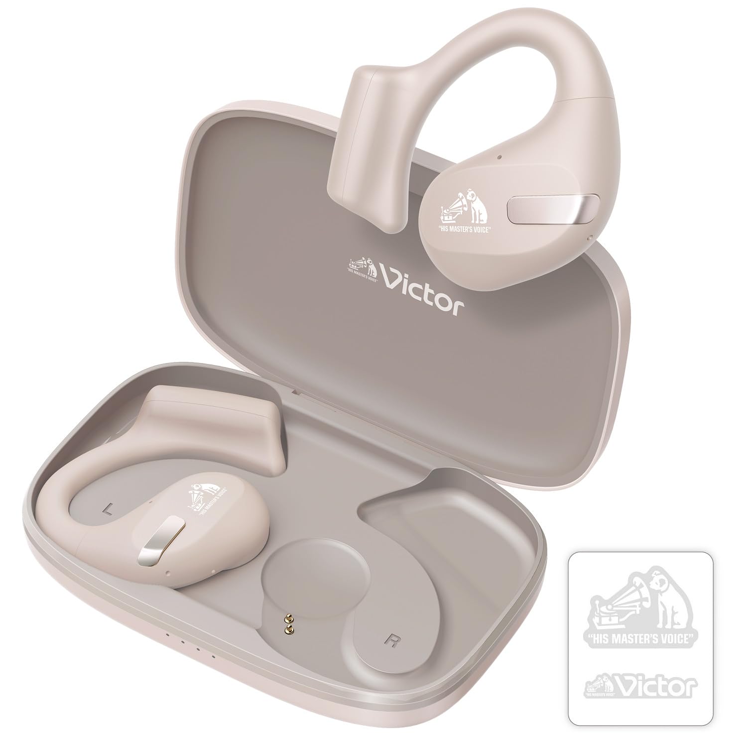 JVCケンウッド Victor HA-NP50T-CA ワイヤレスイヤホン Bluetooth オープンイヤー 耳をふさがない ながら聴き マルチポイント 耳掛け 最大38時間再生 マイク付き ベージ