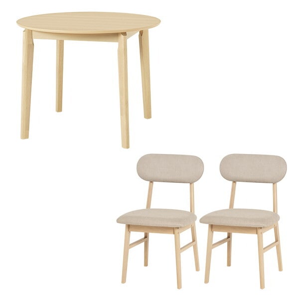 VDT-7308R90NABE-3S ナチュラル/ベージュ ダイニング3点セット メーカー直送