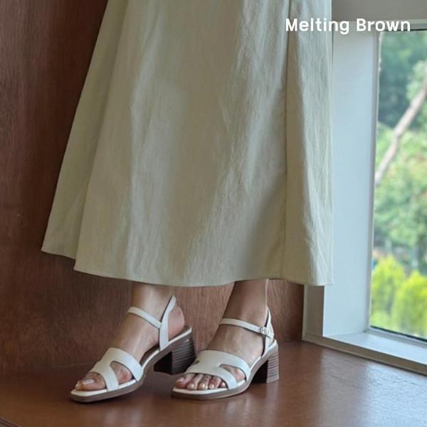 女性用牛革スリングバックサンダルヒール MT28