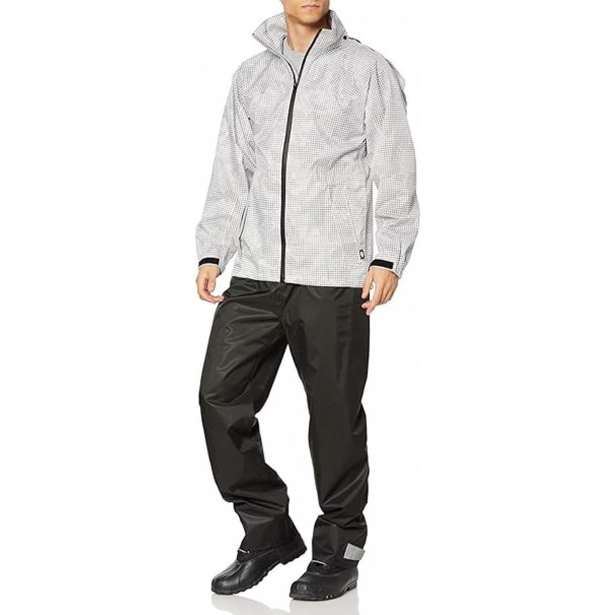 カジメイク レインシェイカー ピラルク ホワイト 3L　レインウェア 着脱式バイザートップ 防水 撥水加工 透湿 反射材付 7580