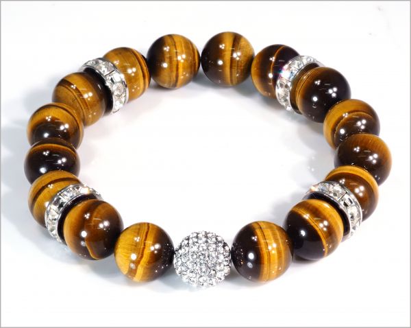 天然石 大粒 タイガーアイ ダイヤモンド 虎目 ブレスレット 数珠 数量限定 高級感