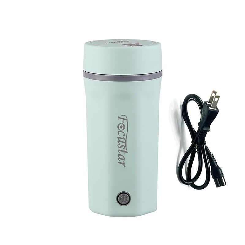 Focustar 電気ケトル 小型 500ML ポータブル電気ケトル 低消費電力 300W 沸騰すると自動OFF 空焚き防止 湯沸かしポット 小型 旅行 車中泊 トラベルケトル