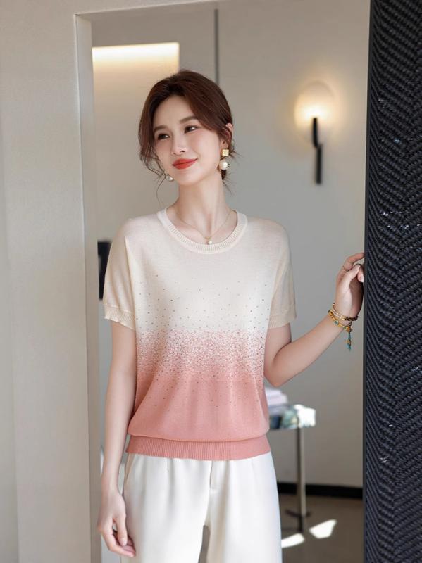 夏の新作ママ夏服 トップス 短袖 接触冷感 シャツ セット 洋気 40代 50代 中年女性服 ゆったり 大きいサイズ ルーズ ブラウス 上着 軽量 吸湿速乾 コットン混 春夏 普段使い 部屋着 ビッグ