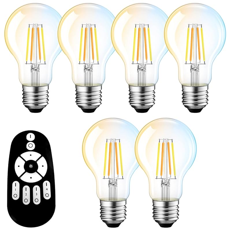 ANWIO LED電球 6個セット 6W（60W形相当） E26口金 無段階調光 調色 led照明 リモコン付き 常夜灯 広配光タイプ 省エネ（電池別売）LED電球