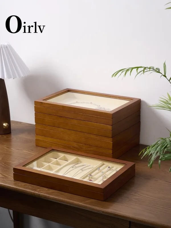 納期21日Oirlv木製ジュエリー収納ボックスネックレスペンダントリングディスプレイ