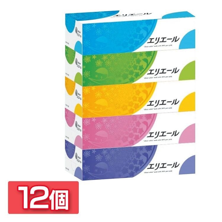 最高の品質の [12個セット] エリエール [ケース パルプ100% 180組60箱（5箱12パック） ティッシュ ティッシュペーパー -  flaviogimenis.com.br