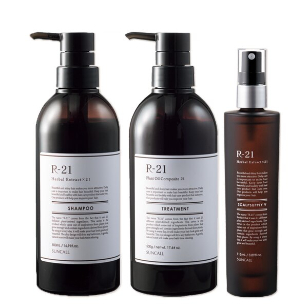 R-21シャンプー500mLボトル+トリートメント500gボトル+スキャルプサプリV115mL 6,031円